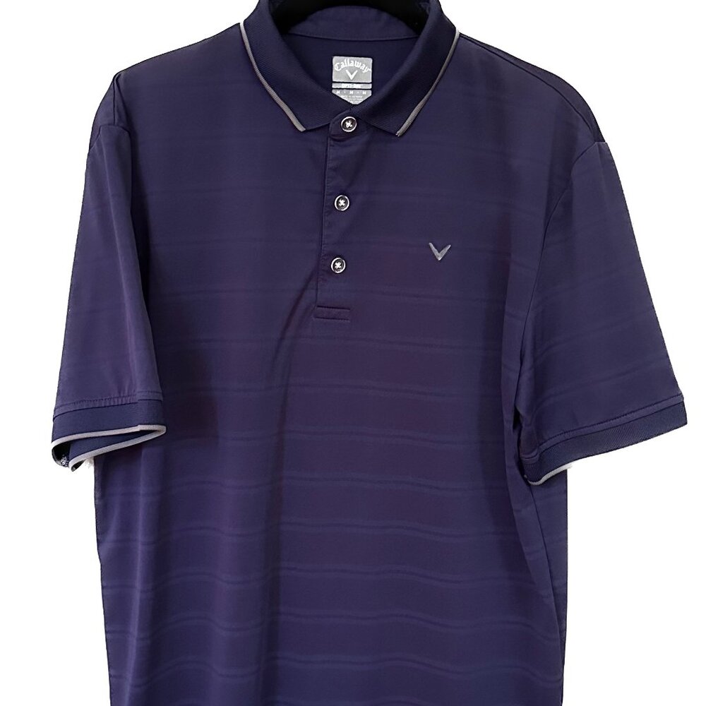 Callaway Blue Striped Men's Opti-Dri Golf Polo Shirt